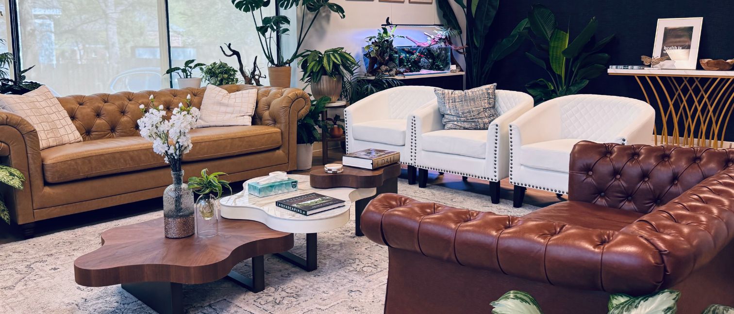 Waiting room at PEAK Wellness & Aesthetics in Chesapeake, Virginia